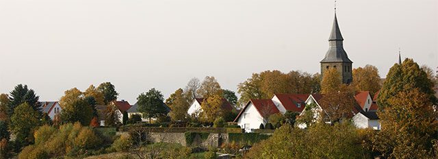 Blick von der Stadtmauer in Rüthen auf die Johanneskirche