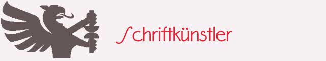 Header mit Schriftzug Schriftkünstler und Druckerwappen