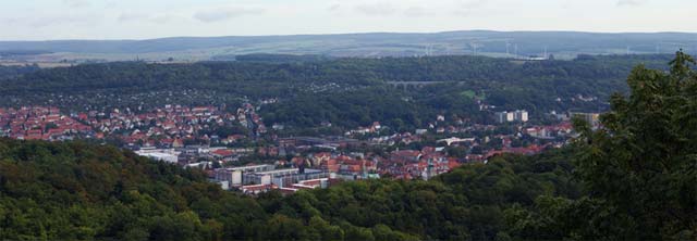 Blick von der Wartburg auf die Stadt Eisenach