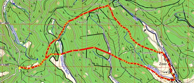 Wanderroute Zinse - Dreiherrnstein - Riemen