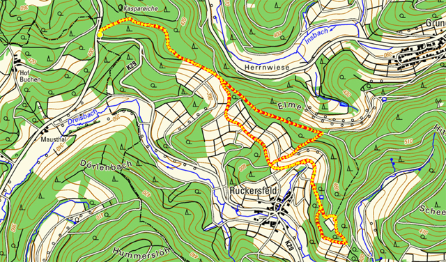 Route Kulturhistorischer Lernpfad Ruckersfeld-Oechelhausen