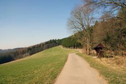 Kammweg mit Schutzhütte am Elme