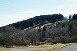 Blick über die Ginsberger Heide zum Skihang