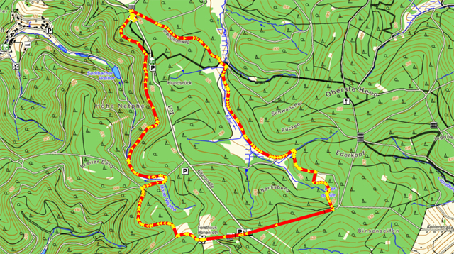 Route der Rundwanderung Ederquelle