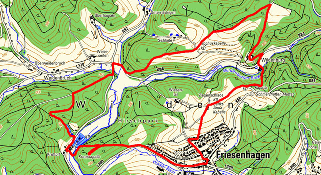 Route der Rundwanderung Friesenhagen