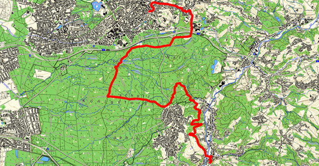 Route der Etappe von Bensberg nach Hoffnungsthal