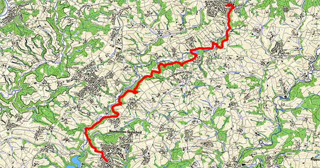 Route der Etappe von Much nach Neunkirchen