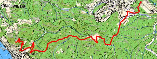 Etappenroute von Ittenbach zum Drachenfels