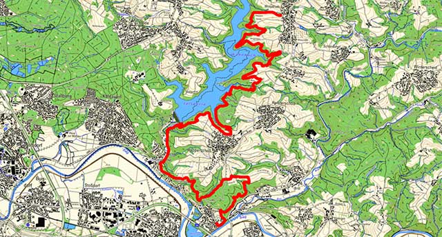 Route der Etappe des Bergischen Wegs von Wolperath nach Allner