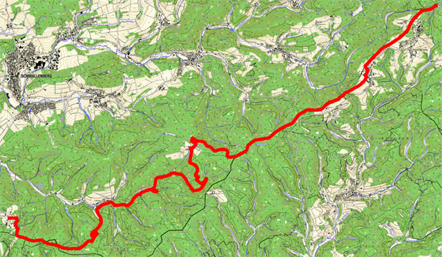 Route von Neuastenberg nach Jagdhaus (Talvariante)