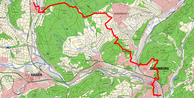 Etappenroute von Rodenbach bis Dillenburg