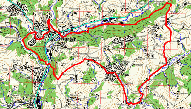 Route Mühlenweg Kürten