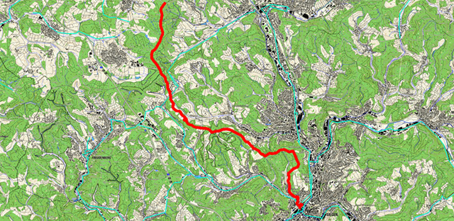 Route von Osthelden nach Siegen