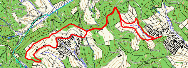 Wanderroute rund um Buchen und Meiswinkel