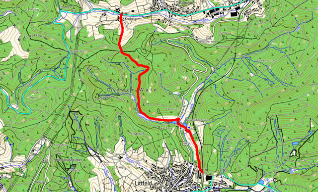 Wanderroute nach Kruberg